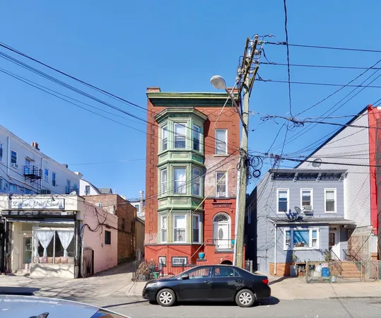 a car parked in front of a building