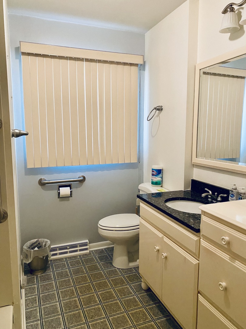 201 Janet Avenue Rochelle, IL 61068 - Photo 9 of 9 a bathroom with a granite countertop toilet a sink and a shower