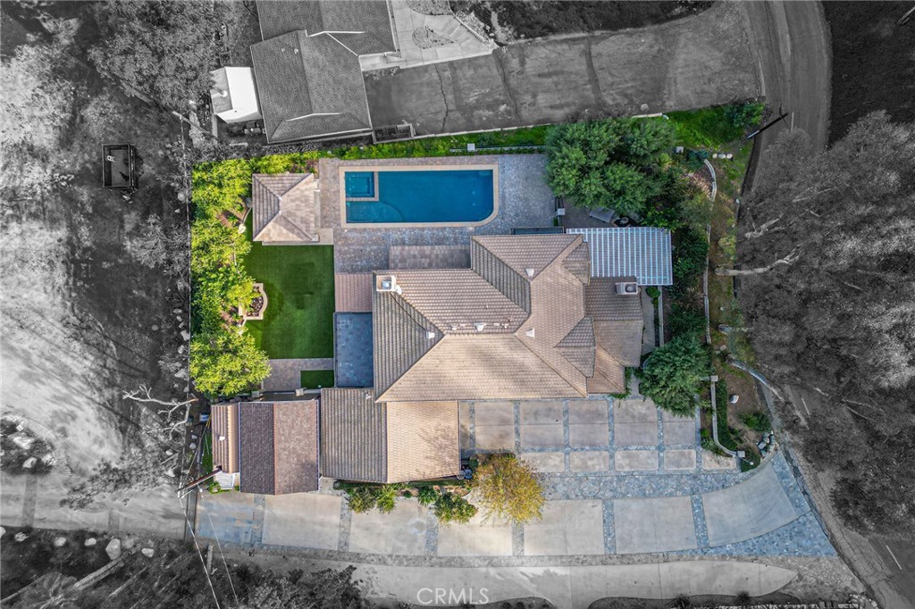 4738 Live Oak Canyon Road La Verne, CA 91750 - Photo 54 of 70 an aerial view of a house with a yard and garden