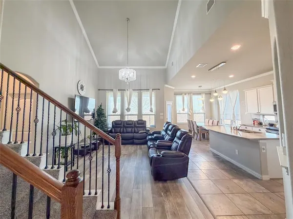 a living room with furniture