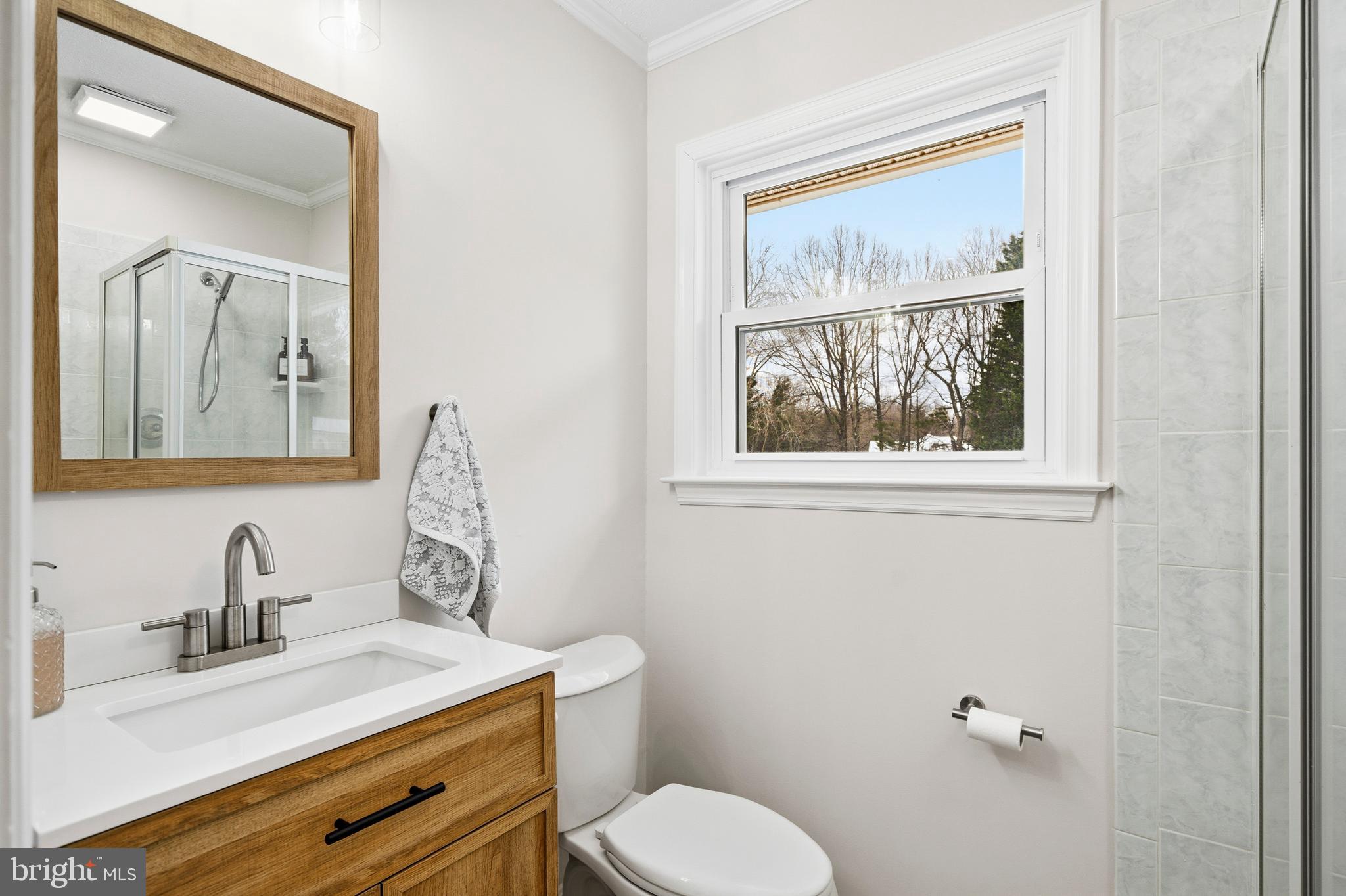 4030 Ravine Drive White Plains, MD 20695 - Photo 30 of 64 a bathroom with a granite countertop toilet a sink and mirror