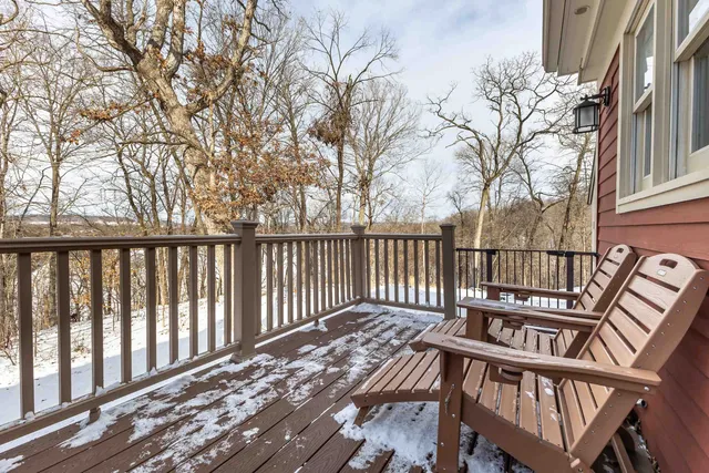 a view of a wooden roof deck