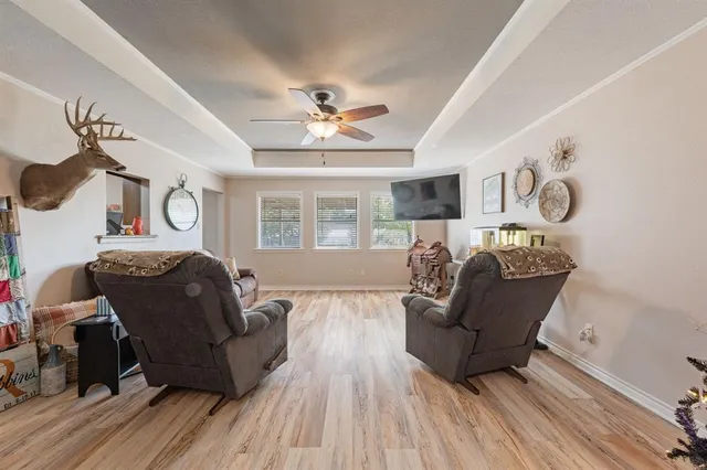 a living room with furniture