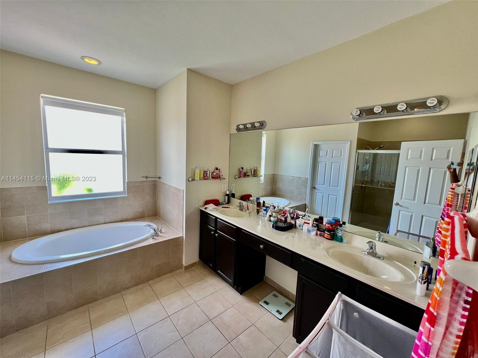 17182 Southwest 92nd Street Miami, FL 33196 - Photo 16 of 46 a bathroom with a tub sink and mirror