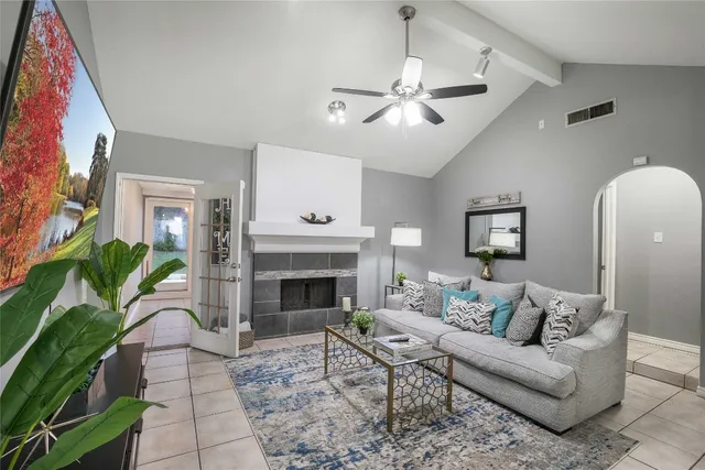 a workspace with furniture and window