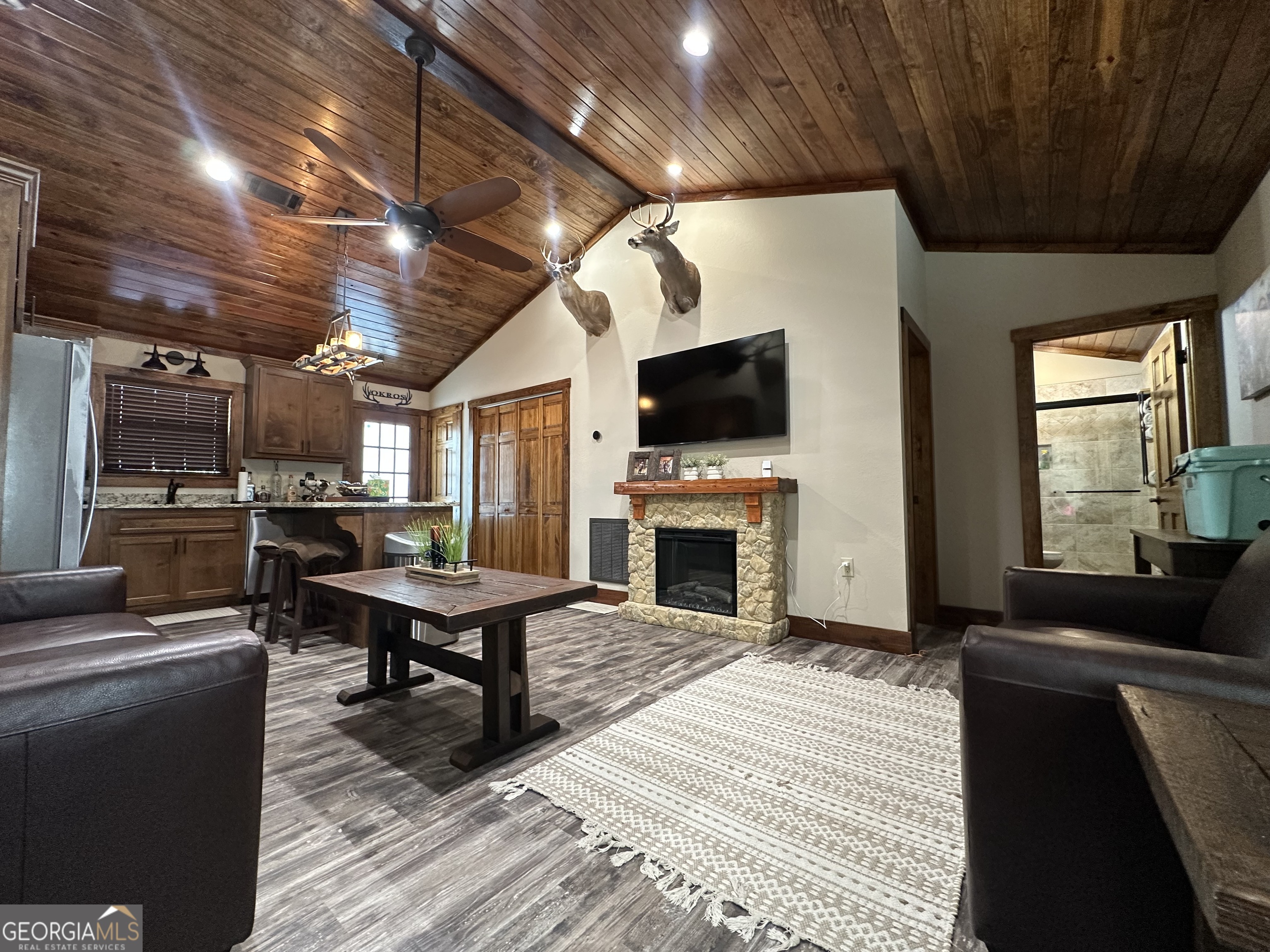 68 Sand Rdg Road Rhine, GA 31077 - Photo 17 of 54 a living room with furniture a fireplace and a flat screen tv