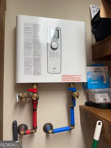 a view of a covered with trees in the background