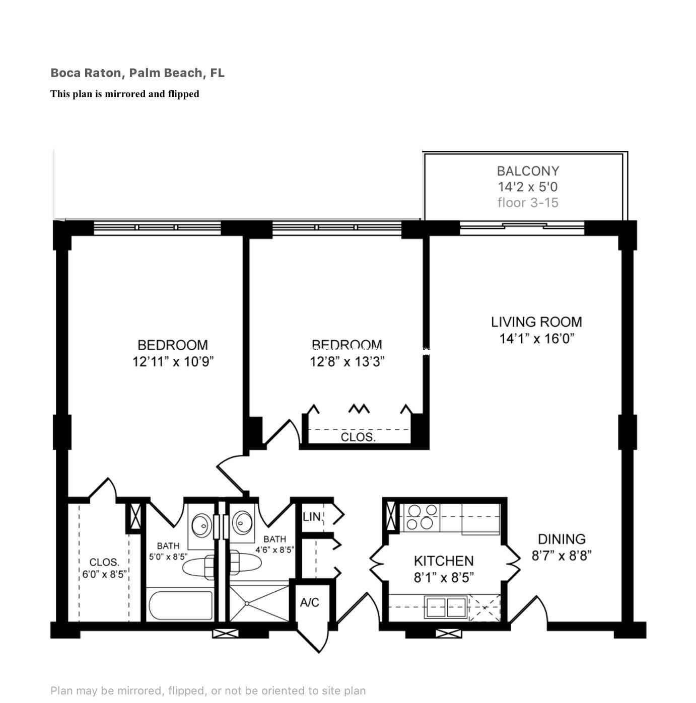 2121 North Ocean Boulevard, Unit 1506W Boca Raton, FL 33431 - Photo 58 of 58 Floor plan
