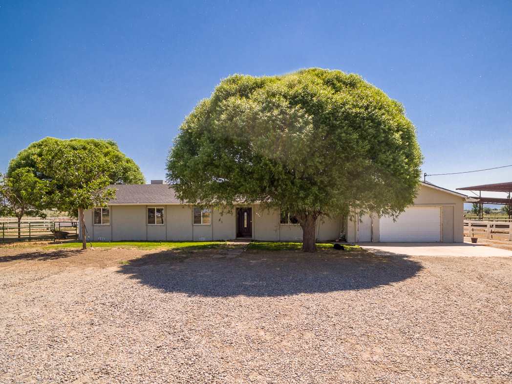 a front view of a house with a yard and trees