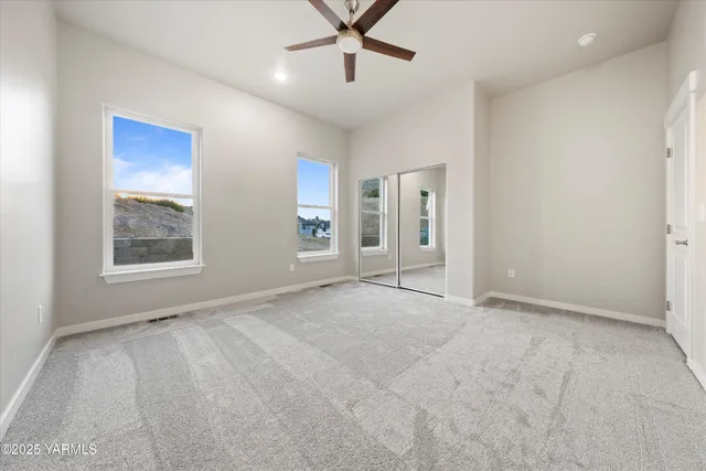 a sitting area with lake view