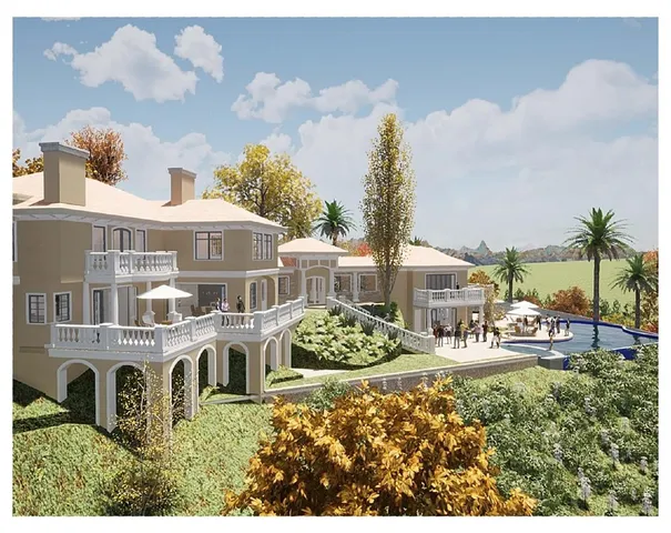 a view of a house with a yard and table and chairs