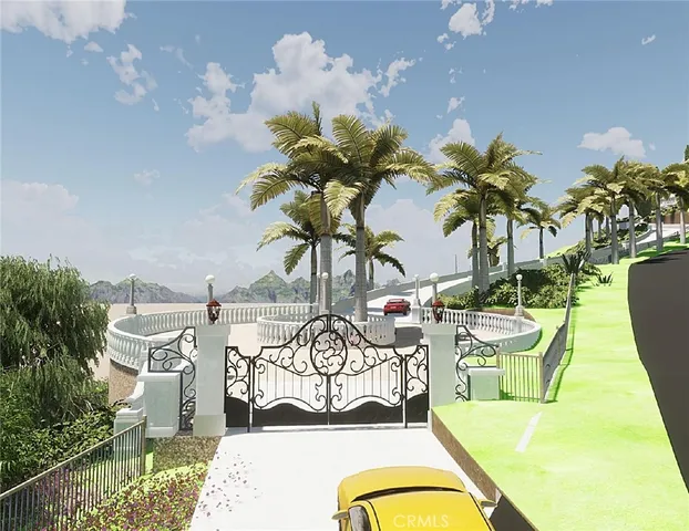 a view of a swimming pool with furniture