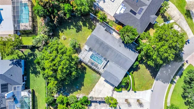 an aerial view of a house