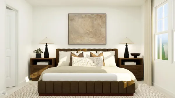 a bedroom with bed and window