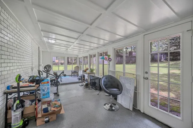 a view of a room with gym equipment