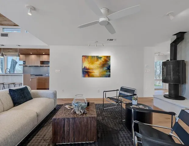 a living room with furniture