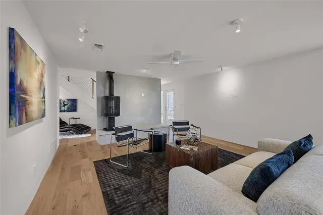 a living room with furniture