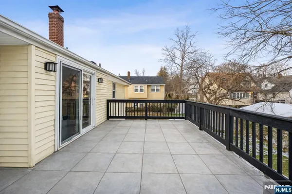 a view of a terrace with a bench