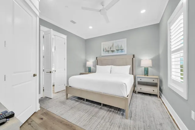 an aerial view of a house with a garden