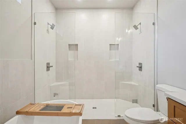 a bathroom with a bathtub