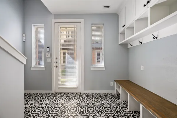 a front view of a house with windows