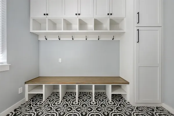 a view of a room with table