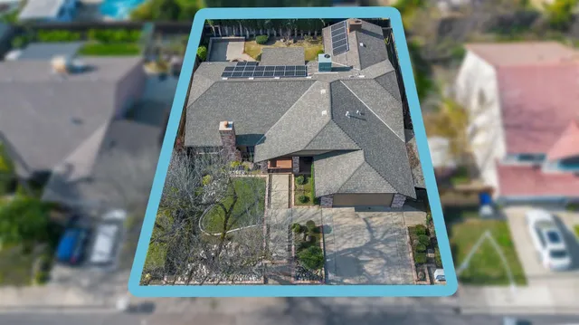 an aerial view of a house