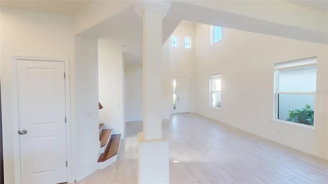 a view of a glass door and the window