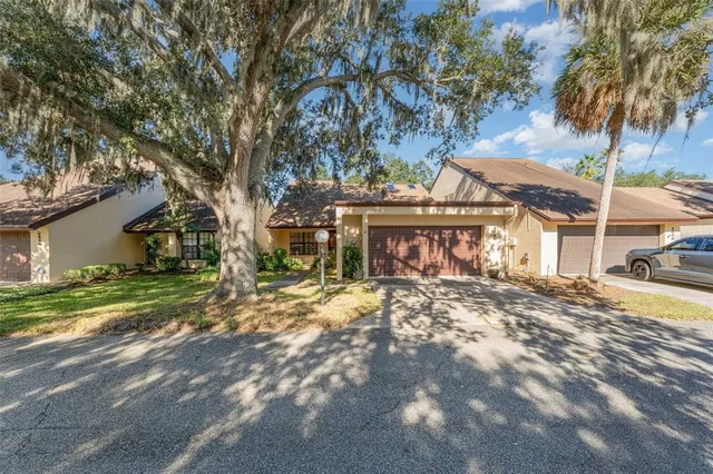 a view of a house with a yard and tree s