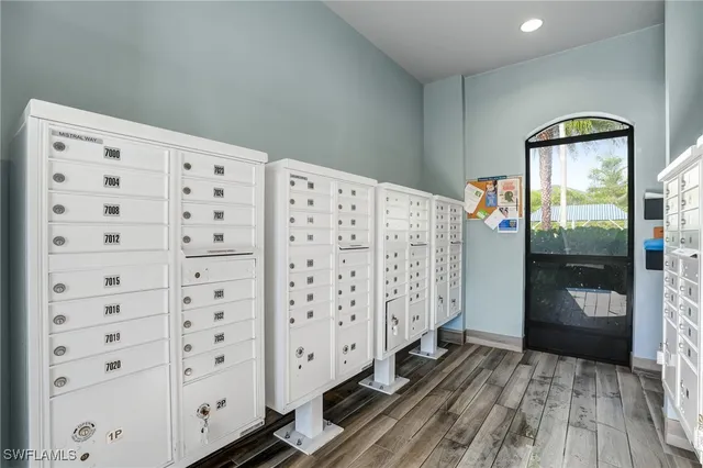 a view of wooden floor with entryway