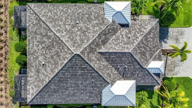 a aerial view of a multi story parking space