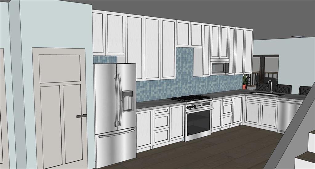 439 Buck Creek Road Ellijay, GA 30540 - Photo 6 of 14 a kitchen with granite countertop white cabinets and stainless steel appliances