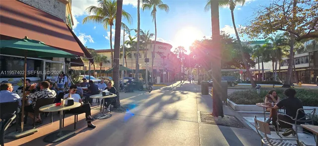 a view of a chairs and tables in patio