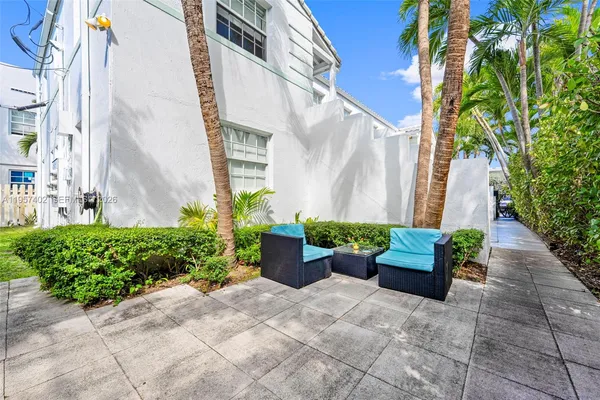 a garden with palm trees