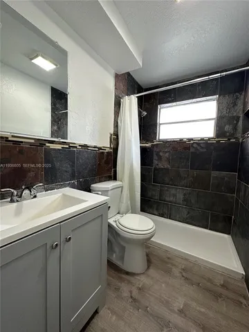 a bathroom with a bathtub