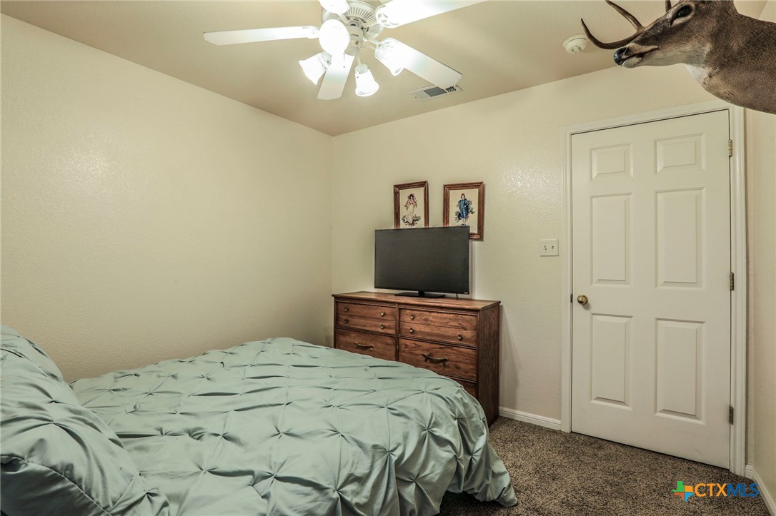 17 South Archer Drive Morgan's Point Resort, TX 76513 - Photo 19 of 30 a bedroom with a bed and a flat tv screen on dresser