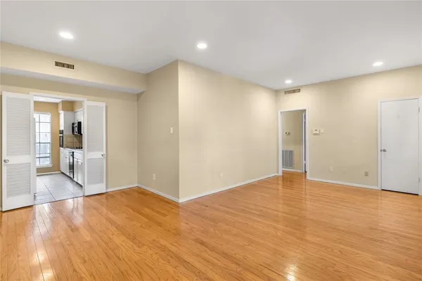 a view of livingroom with wooden floor
