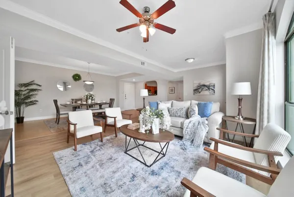a living room with furniture