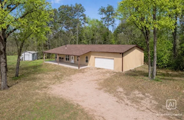 a house with trees in the background