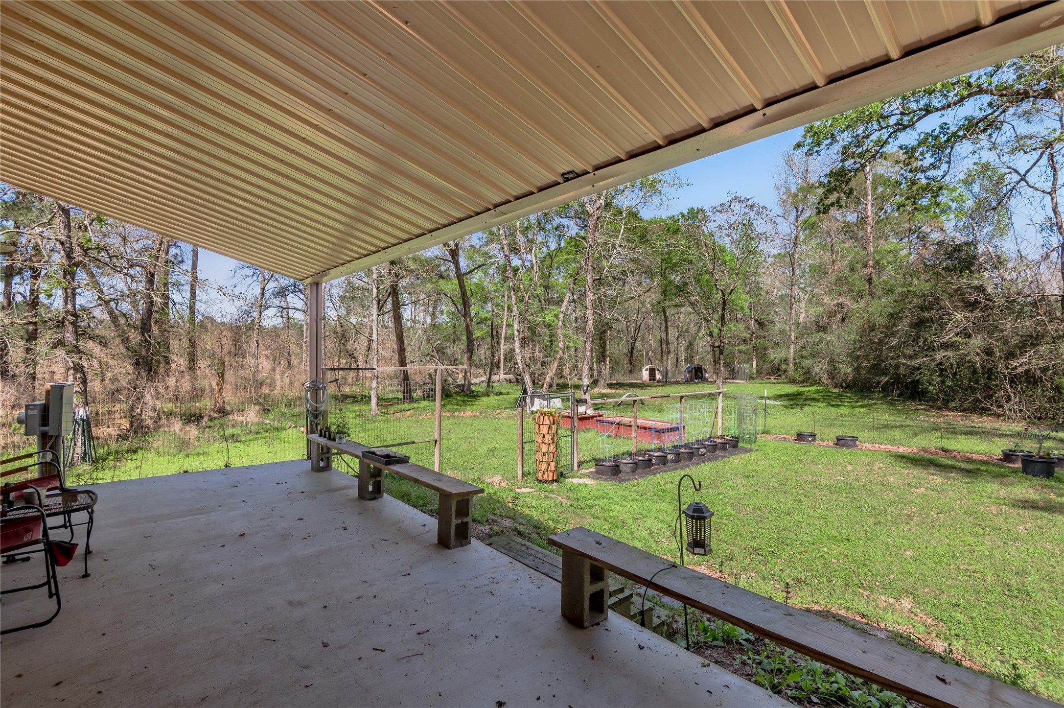 1533 Kickapoo Road Groveton, TX 75845 - Photo 28 of 50 a view of backyard with trampoline