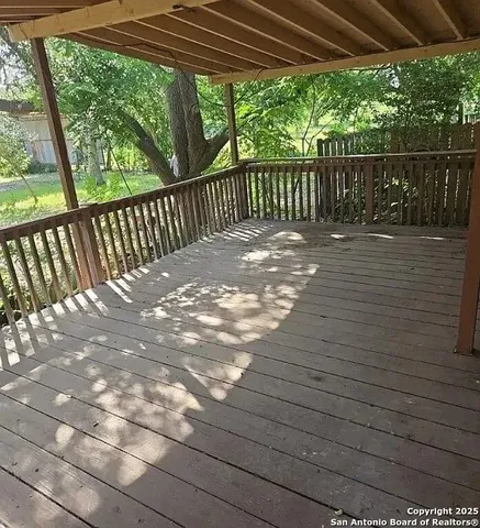 a view of a wooden deck