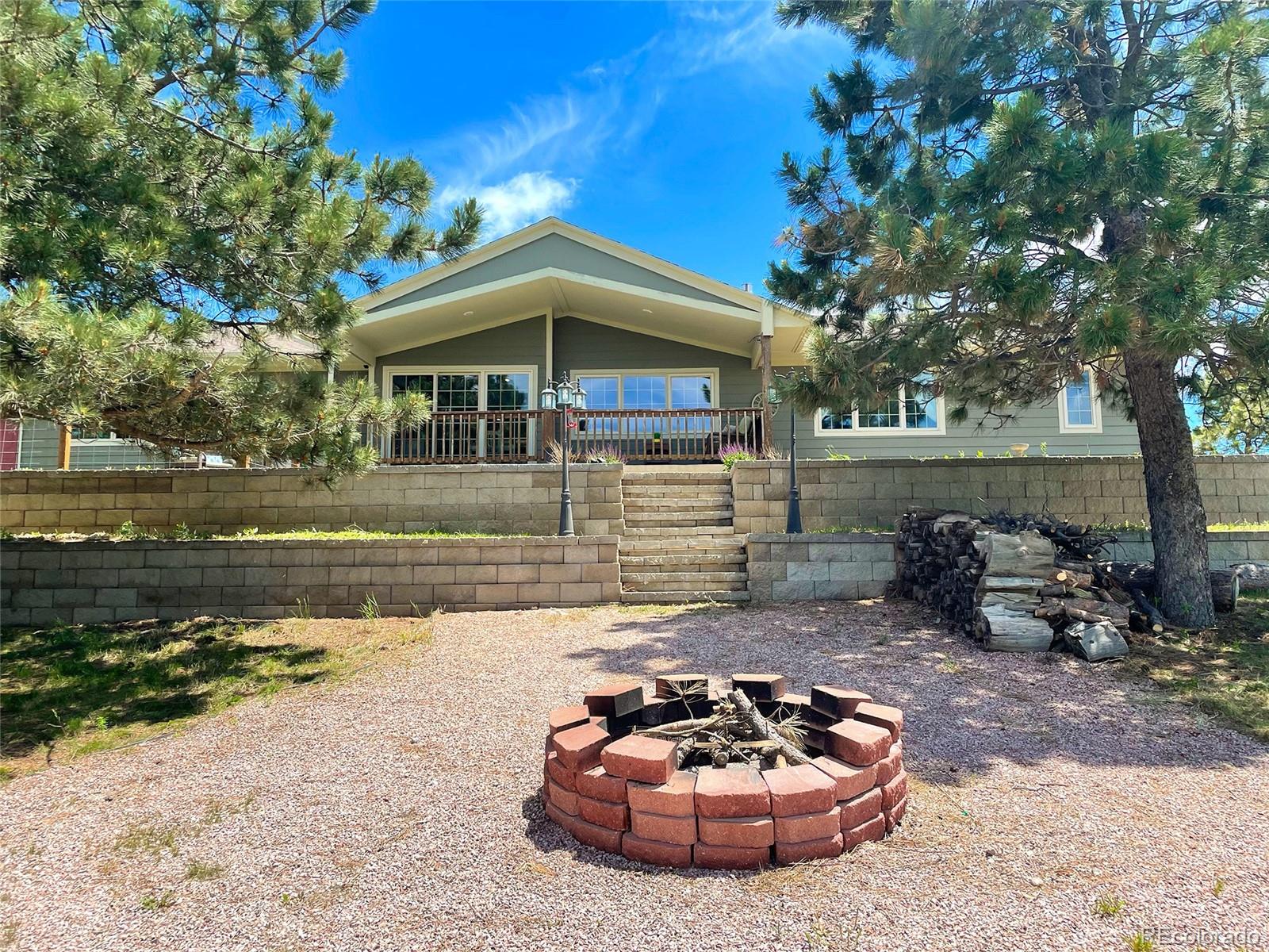 18030 Ranch Hand Road Peyton, CO 80831 - Photo 30 of 40 a view of a patio with a table and chairs and a fire pit