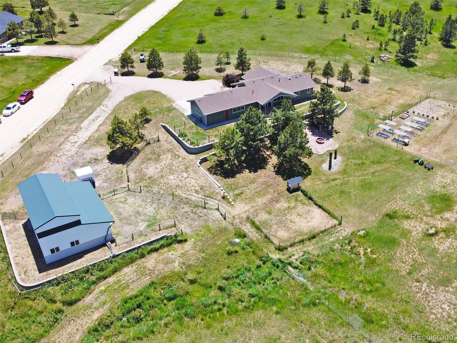 18030 Ranch Hand Road Peyton, CO 80831 - Photo 33 of 40 an aerial view of a house with a yard and lake view