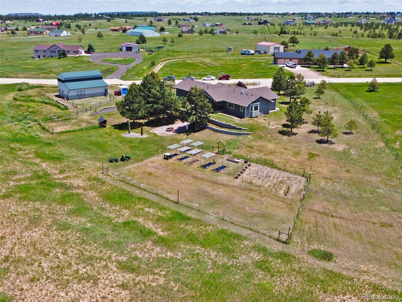 18030 Ranch Hand Road Peyton, CO 80831 - Photo 34 of 40 an aerial view of a houses with a yard