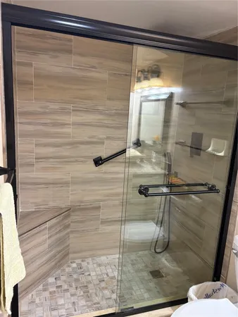 a bathroom with a shower