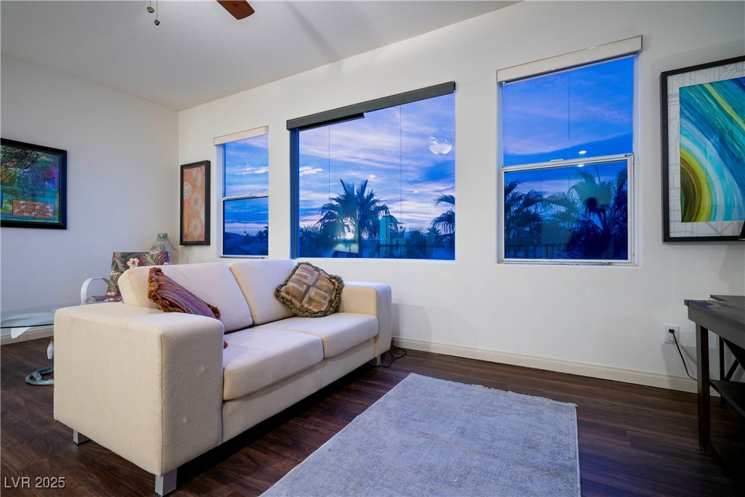 359 Hoskins Court Henderson, NV 89012 - Photo 74 of 85 Living area with a ceiling fan, baseboards, and da