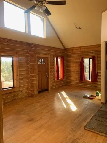 a view of a livingroom with a window