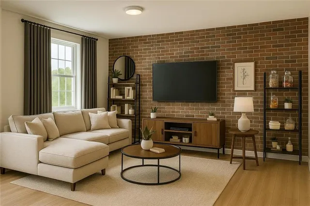 a bedroom with a bed and a lamp on table