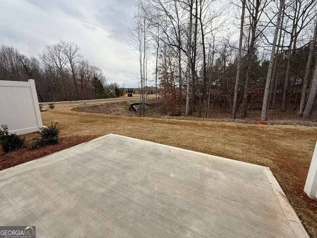 a view of a yard with palm trees