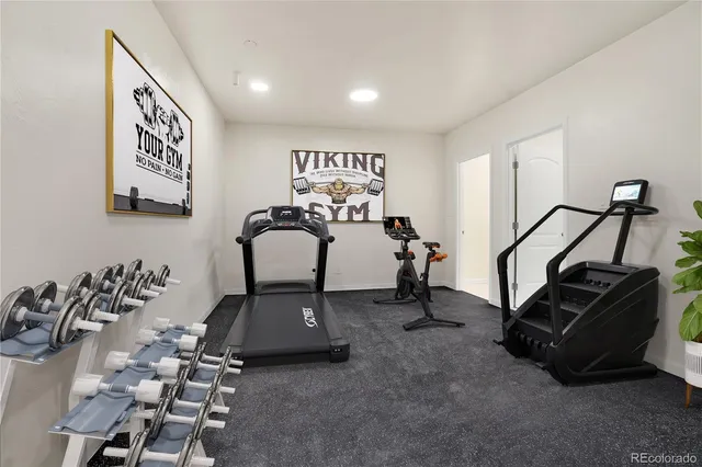 a view of a room with gym equipment